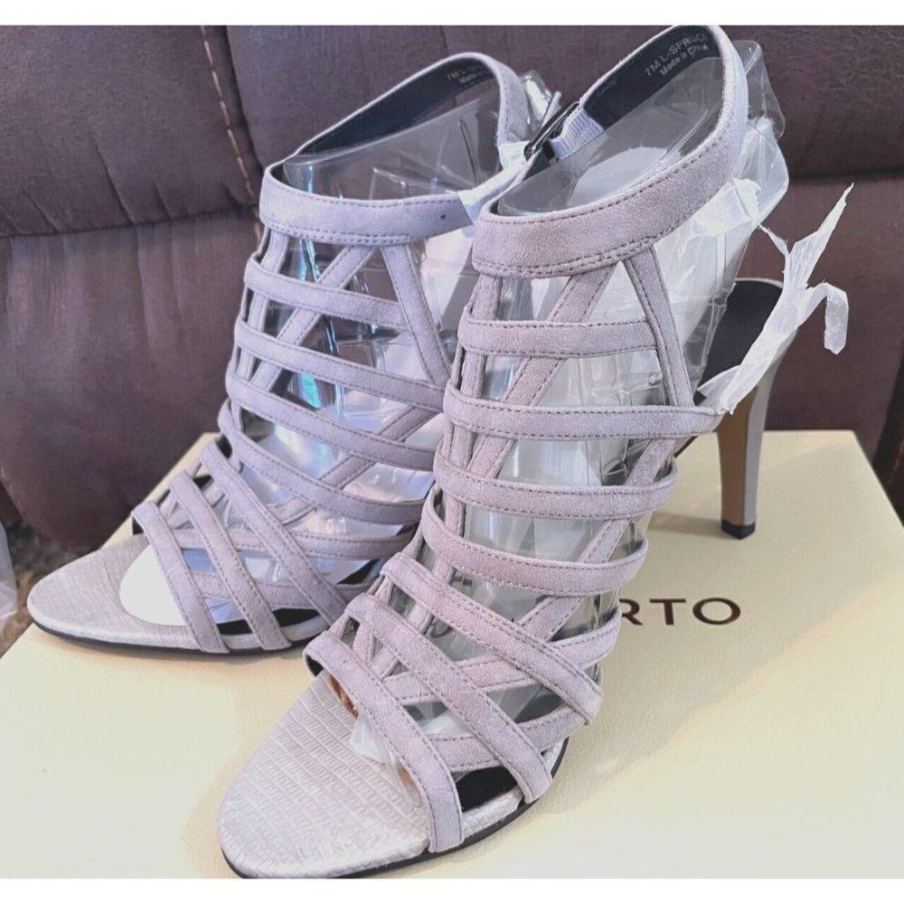 New Franco Sarto L-SPruce Caged Sandal 7M DKstone